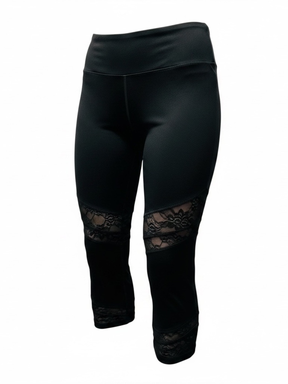 Fila Black Capri Leggings with Lace Insets